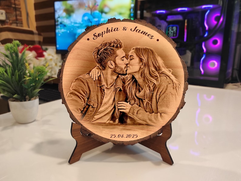 Personalized Photo on Wood | Custom wooden photo Art Large |Burned Wood Picture| Wedding, Anniversary, Valentine s, Couple Gift