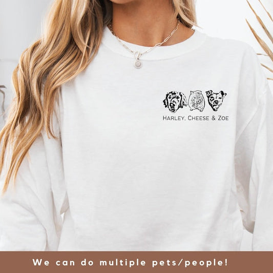 Custom Pet Sweater Using Pet Photo + Name Custom Dog Portrait Sweater Personalized Dog Pullover Dog Sweatshirt Dog Mom Gift Custom Cat Shirt