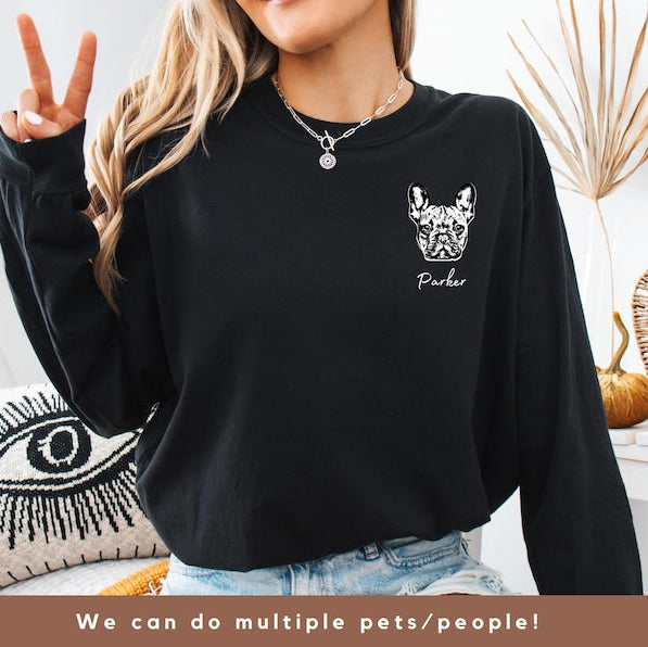 Custom Pet Sweater Using Pet Photo + Name Custom Dog Portrait Sweater Personalized Dog Pullover Dog Sweatshirt Dog Mom Gift Custom Cat Shirt