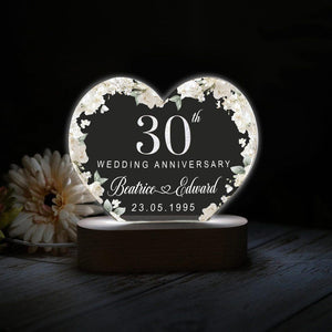 30th Anniversary Led Light, Custom Pearl 30th Anniversary Night Light Gift, Wedding Anniversary Decor, Pearl 30th Anniversary Keepsake Gifts