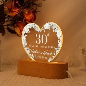 30th Anniversary Led Light, Custom Pearl 30th Anniversary Night Light Gift, Wedding Anniversary Decor, Pearl 30th Anniversary Keepsake Gifts