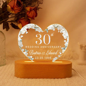 30th Anniversary Led Light, Custom Pearl 30th Anniversary Night Light Gift, Wedding Anniversary Decor, Pearl 30th Anniversary Keepsake Gifts