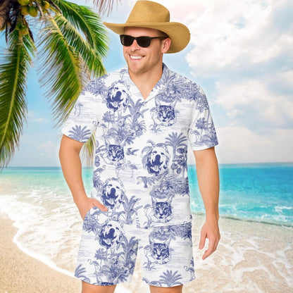 Custom Pet Photos Hawaiian Shirt For Man, Woman, Dog Lovers Toile De Jouy Style Custom Dog Cat Hawaiian Shirt, Personalized Hawaiian Shirt