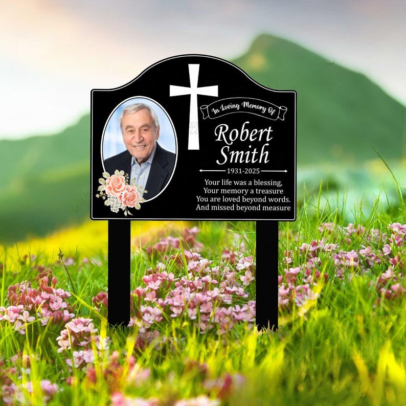 Personalized Memorial Photo Sign, Photo Remembrance Yard Sign, Memorial Photo Grave Marker, In Loving Memory Plaque,Funeral Memorial Plaque