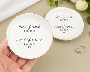 Personalized Best Friend Maid of Honor Ring Dish, Custom Wedding Gift for Bridesmaid Proposal, MOH Ring Dish, Best Friend Jewelry Tray
