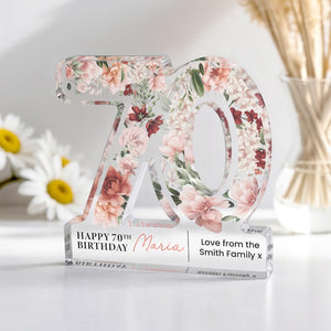 Personalised 70th Birthday Gift Plaque, Happy 70th Birthday Gift For Her, 70th Birthday Gifts, Floral 70th Gift, Gift for Mum