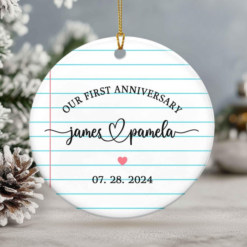 Paper Traditional 1st Wedding Anniversary Gift Ornament, First Anniversary Ornament, 1st Anniversary Gift, Anniversary Gift for Husband Wife