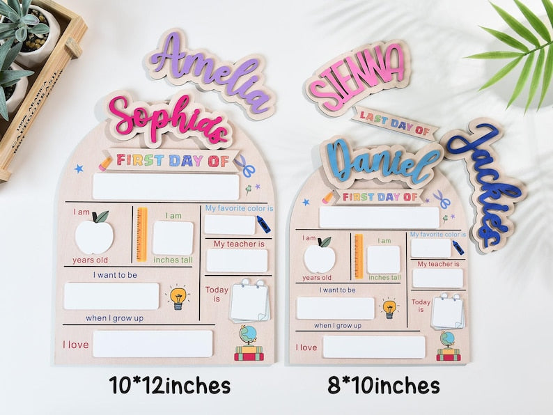 Customized First and Last Day School Sign, Back to School Sign, Kindergarten 1st Day of School Sign, First Day School Wooden School Board