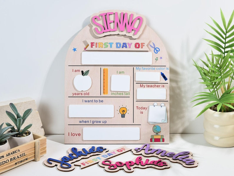 Customized First and Last Day School Sign, Back to School Sign, Kindergarten 1st Day of School Sign, First Day School Wooden School Board
