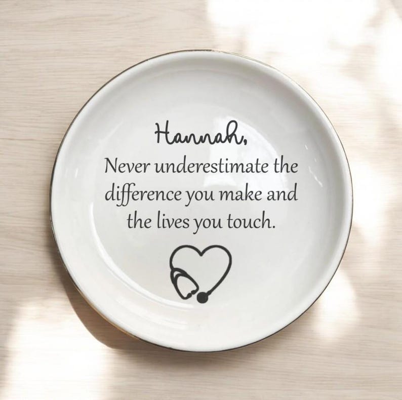 New Nurse Gift Personalized Ring Tray, Graduation RN BSN Nursing Grad Trinket Dish Gifts