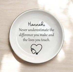 New Nurse Gift Personalized Ring Tray, Graduation RN BSN Nursing Grad Trinket Dish Gifts