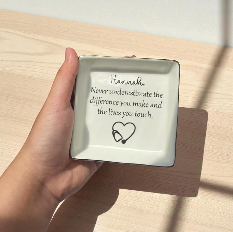 New Nurse Gift Personalized Ring Tray, Graduation RN BSN Nursing Grad Trinket Dish Gifts