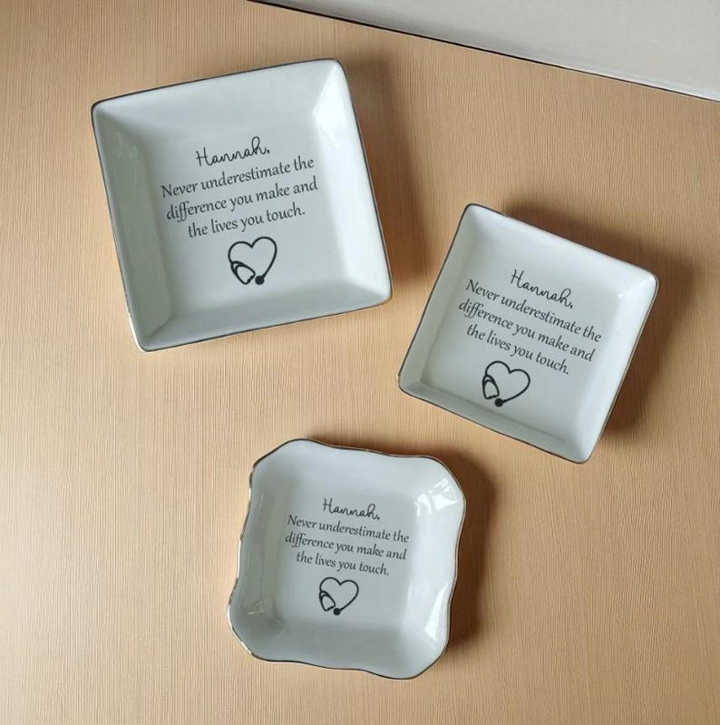 New Nurse Gift Personalized Ring Tray, Graduation RN BSN Nursing Grad Trinket Dish Gifts