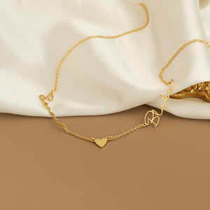 2 Names Necklace with Heart, Personalized Couple Names Necklace, Name Necklace Gift for Mom, Two Name Necklace, Gift for Wife, Mom of Two