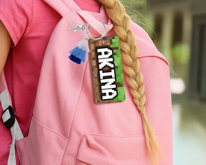 Personalized Pixel Name Keychain for Kids, Gamer Backpack Tag, Back To School Gift, Boys Birthday Favor,Kids Name Keychain,1st Day Of School