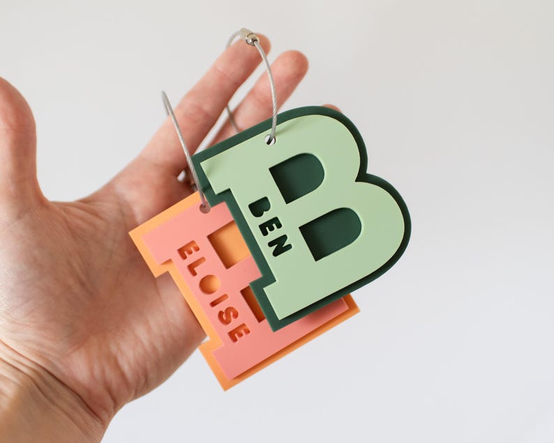 Personalized Varsity Letter Initial Name Gift Acrylic Bag Tag Keychain | Back To School, Kid's Gift, Custom Keychain