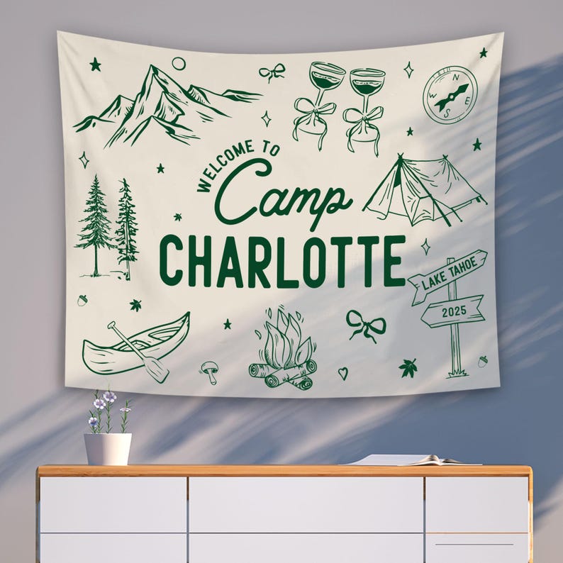 Custom Camp Bach Banner, Camp Bachelorette Decor, Camp Bach Sign, Lake Bach Camp Birthday Party Welcome Sign, Camping Bachelorette Banner