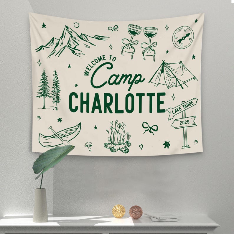 Custom Camp Bach Banner, Camp Bachelorette Decor, Camp Bach Sign, Lake Bach Camp Birthday Party Welcome Sign, Camping Bachelorette Banner