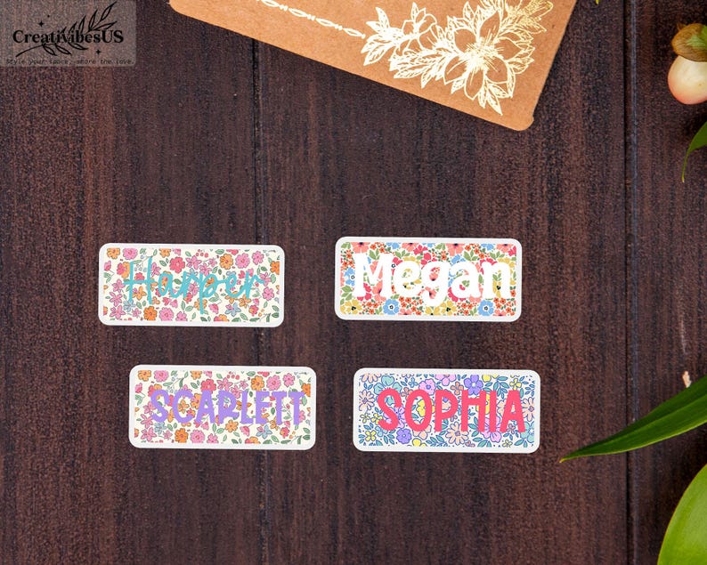 Personalized Back To School Kids Girl Gifts, Floral Backpack Name Tag, Cute Backpack Name Keychain For Kids, Diaper Bag Tag, Lunch Box Tag