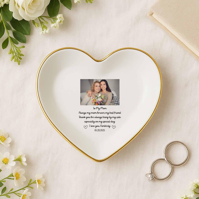 Personalized Mom Photo Ring Dish, Mother Of The Bride Gift, Mom Jewelry Dish, To My Mom Trinket Dish, Mom Wedding Gift, Appreciate Mom Gifts