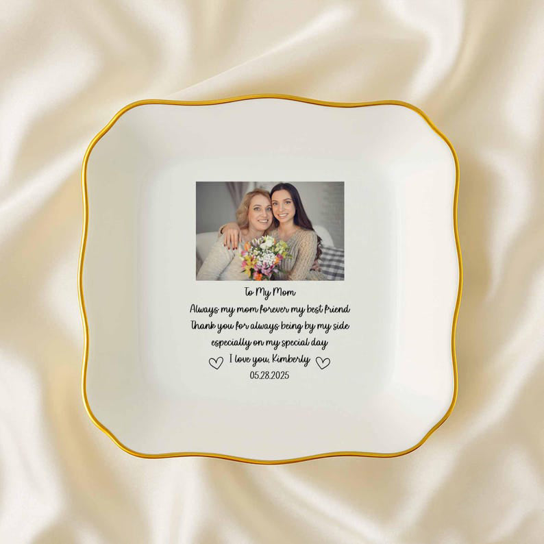 Personalized Mom Photo Ring Dish, Mother Of The Bride Gift, Mom Jewelry Dish, To My Mom Trinket Dish, Mom Wedding Gift, Appreciate Mom Gifts