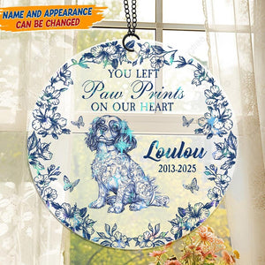 You Left Pawprint On Our Heart - Custom Shape Hologram Ornament, Acrylic Ornament, Dog Lover Ornament, Pet Loss Keepsake, Dog Memorial Gift