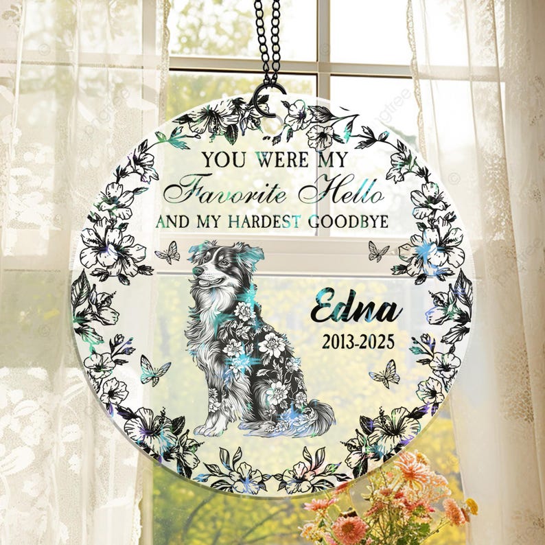 You Left Pawprint On Our Heart - Custom Shape Hologram Ornament, Acrylic Ornament, Dog Lover Ornament, Pet Loss Keepsake, Dog Memorial Gift