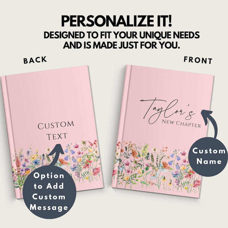 Retirement Gift for Women-Personalized New Chapter Journal with Wildflowers, Teacher Retirement Book, Coworker Farewell, Nurse New Beginning