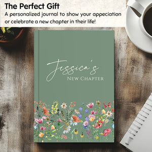 Retirement Gift for Women-Personalized New Chapter Journal with Wildflowers, Teacher Retirement Book, Coworker Farewell, Nurse New Beginning