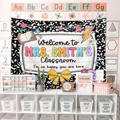 Custom Teacher Classroom Tapestry, Back to School Decor, Gift for Teacher, Welcome To Classroom Banner, Classroom Decor, Teacher Name Banner