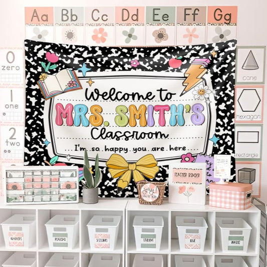Custom Teacher Classroom Tapestry, Back to School Decor, Gift for Teacher, Welcome To Classroom Banner, Classroom Decor, Teacher Name Banner