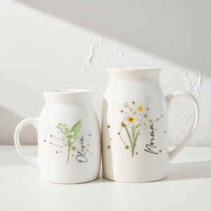 Personalized Birth Flower Vase, Custom Flower Vase with Birth Month, Zodiac Sign Vase, Birthday Gift for Her, Home Decor, Constellation Sign