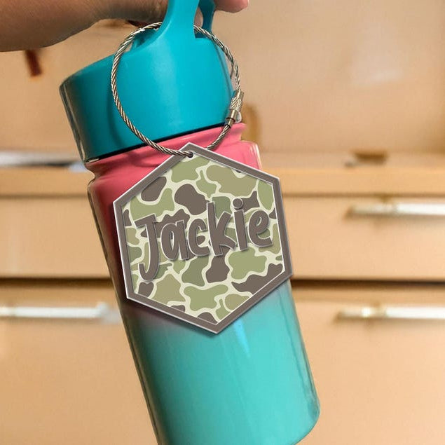 Camo Print Boy Acrylic Name Keychain, Custom Bag Name Tag, Cute Backpack Name Keychain For Kids, Diaper Bag Tag, Checkered Lunch Box Tag