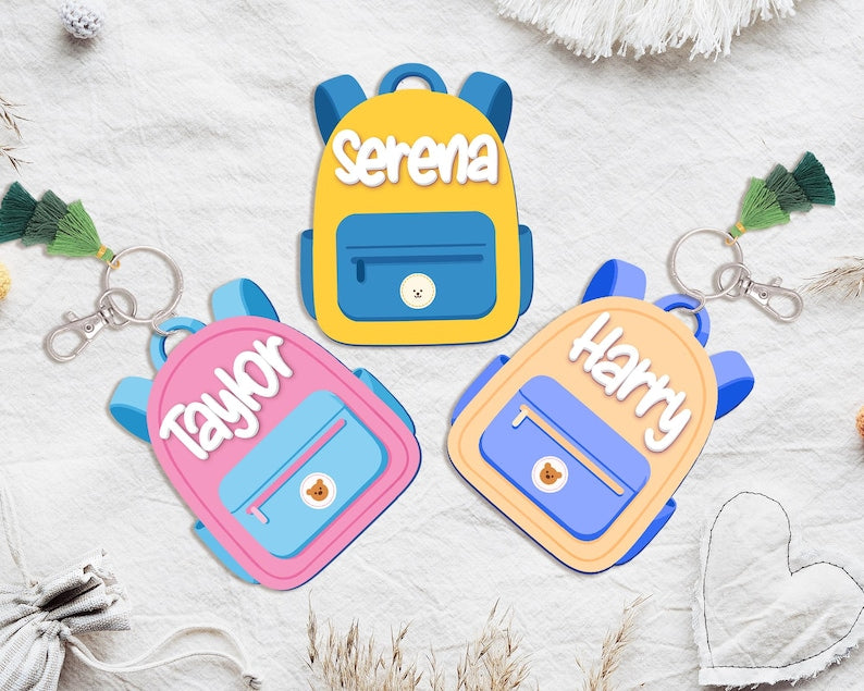 Custom Backpack Name Tag for Kids, Bookbag Keychain, Acrylic Back Tag, Diaper Bag Tag, Bag Tag for Boys, Back Tag For Girls,Kids Luggage Tag