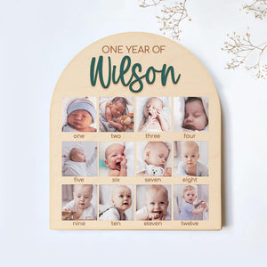 Personalized My First Year One Year of Photo Board, 12 Month Milestone Collage for Baby s 1st Birthday, 1st Birthday Gift for Boy Girl