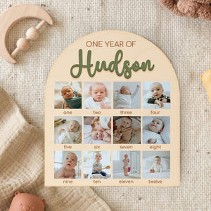 Personalized My First Year One Year of Photo Board, 12 Month Milestone Collage for Baby s 1st Birthday, 1st Birthday Gift for Boy Girl