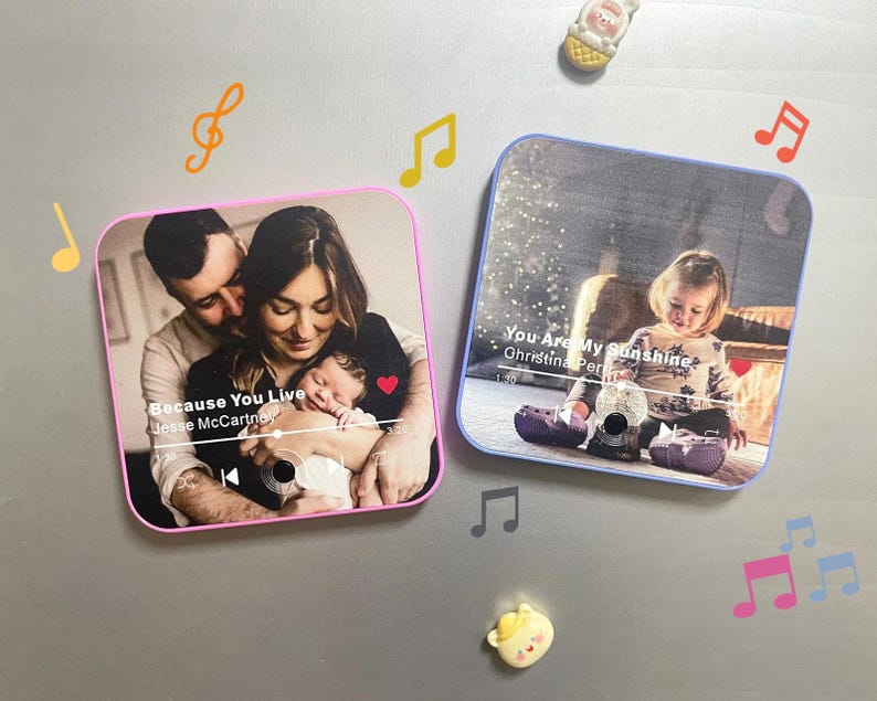 Custom Music Fridge Magnet with Photo,Personalized Audio Refrigerator Magnet,Play Song Music Box Gift for Couple,Unique Anniversary Gift