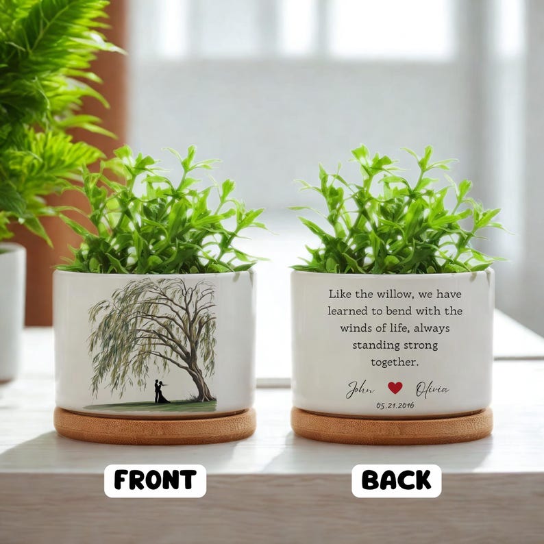 9th Anniversary Willow, 9th Anniversary Gift, Willow Tree 9 Year Anniversary Personalized Ceramic Pot, 9th Anniversary Gift for Her