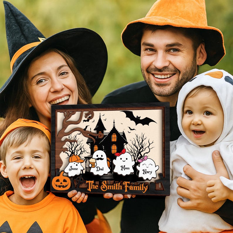 Halloween Ghost Family Personalized, Our Boo Crew, Halloween Family Sign, Cute Halloween Decor, Creepy Kooky Spooky Wall Decor, Ghost Family