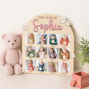 Personalized My First Year One Year of Photo Board, 12 Month Milestone Collage for Baby s 1st Birthday, 1st Birthday Gift for Boy Girl