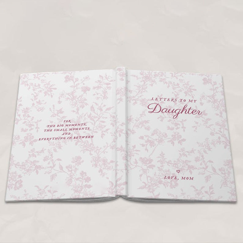 Letters to My Daughter Journal, Personalized Name Memory Book, Custom French Toile Keepsake Notebook, Baby Girl Shower Gift for New Mom