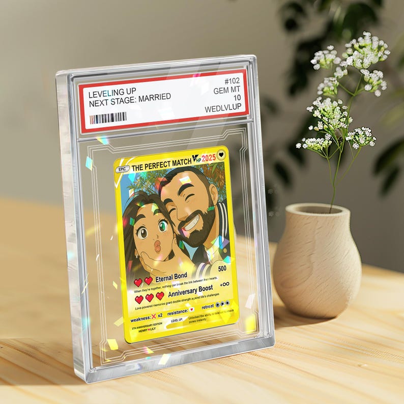 Personalized Couple Poke Photo Block Acrylic, Custom photo Anime Themed Gift for Anniversary, Gamer Husband Present from Wife, Love Card Gift