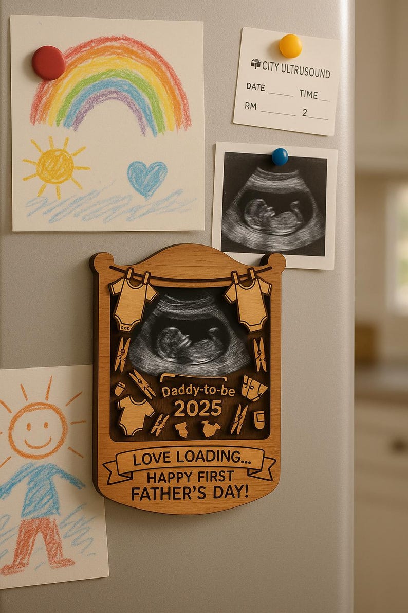 First Father s Day Gift from Bump Ultrasound Photo Magnet for New Dad, Expecting Dad, or Husband from Wife