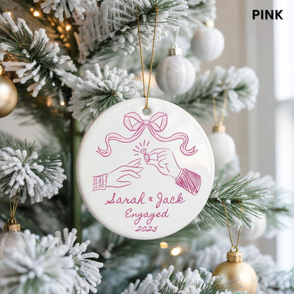 First Christmas Engaged Ornament 2025 Personalized Engagement Gift for Couple Custom Engaged Christmas Ornament Engagement Keepsake Ornament