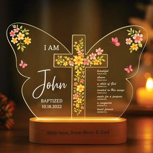 Personalized Baptism Night Light,Custom Christian Butterfly Lamp with Name & Date,Baptized in Christ Gift for Baby Gift for Baby Girl or Boy