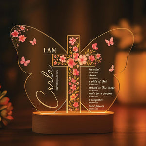 Personalized Baptism Night Light,Custom Christian Butterfly Lamp with Name & Date,Baptized in Christ Gift for Baby Gift for Baby Girl or Boy