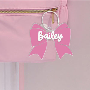 Bow Backpack Name Tag, Kids Name Keychain, Diaper Bag Name Tag, Custom Lunch Box Tag, School Bag Tag, Gift for Kids, Water Bottle Tag