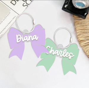 Bow Backpack Name Tag, Kids Name Keychain, Diaper Bag Name Tag, Custom Lunch Box Tag, School Bag Tag, Gift for Kids, Water Bottle Tag