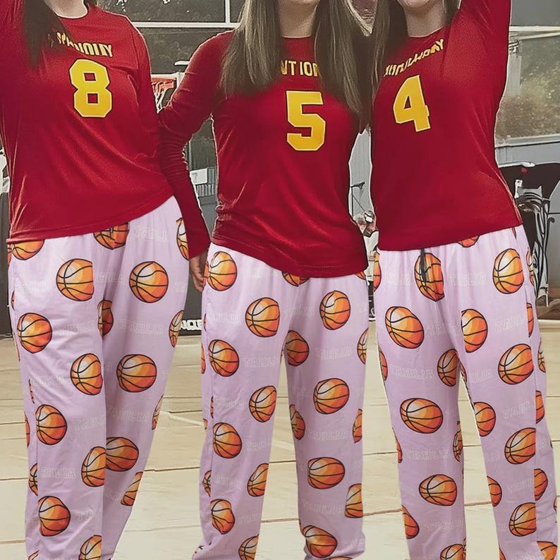Custom Adults Sports Pajama Pants - Personalized Name & Number Lounge Bottoms, Loose Drawstring Sleepover PJs, Sports Team Sleepover Gift
