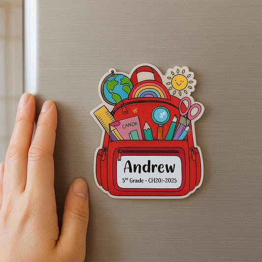 Personalized School Backpack Magnet Customized Acrylic Fridge Name Tag for Kids Student Gift Teacher Classroom Decor Back to School Keepsake